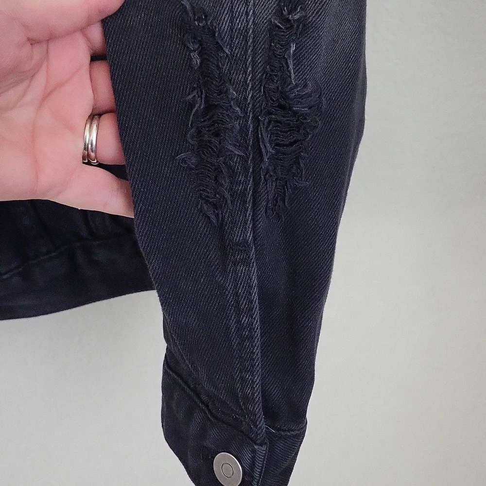 Ramones 1-2-3-4 Distressed Black Denim Jacket Size Medium Punk Rock Music - Picture 7 of 10